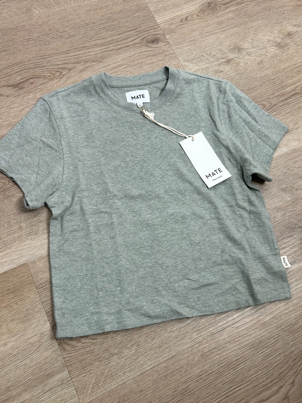 NWT MATE The Label Regenerative Hemp Cotton Knit Green T - Shirt